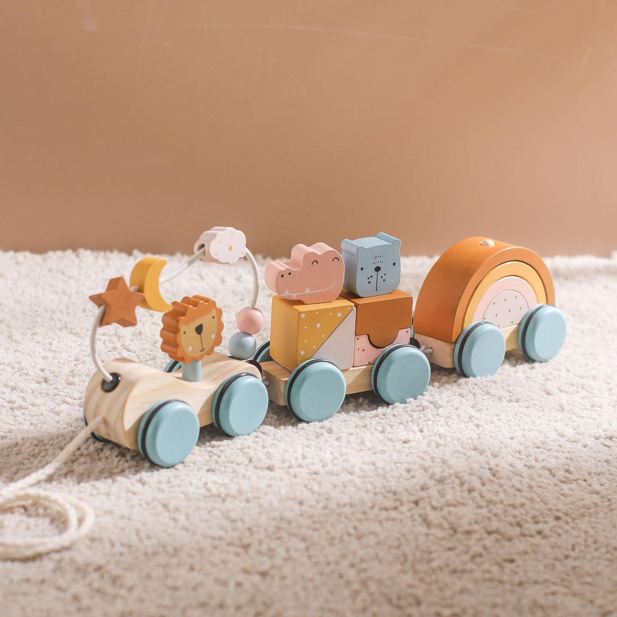 Train en Bois Montessori Chiffres – 2 Tailles au Choix, Chariot Bébé, Éveil & Apprentissage, Cadeau Naissance Anniversaire