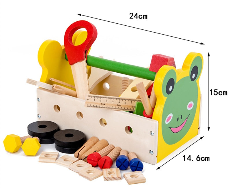 Boîte à Outils Jouet en Bois Enfant – Jeu d’Imitation Animal (Singe, Koala ou Grenouille), Développement Éducatif