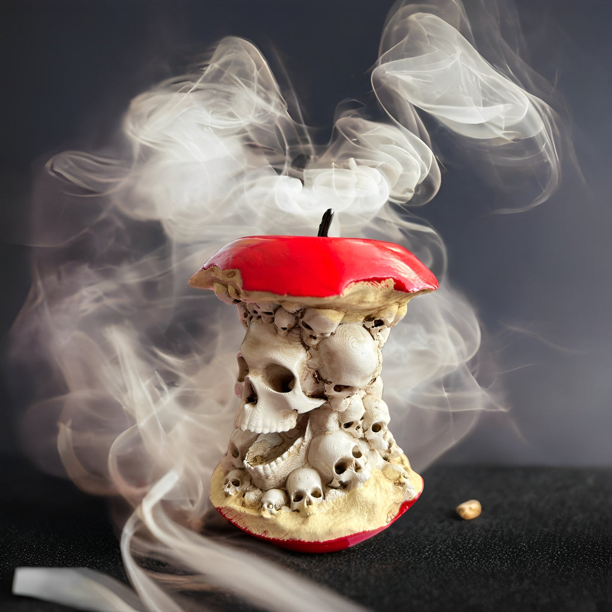 Mini Statue Pomme-Crâne Halloween en Résine – Figurine Décorative Bureau Étagère, Style Américain Macabre