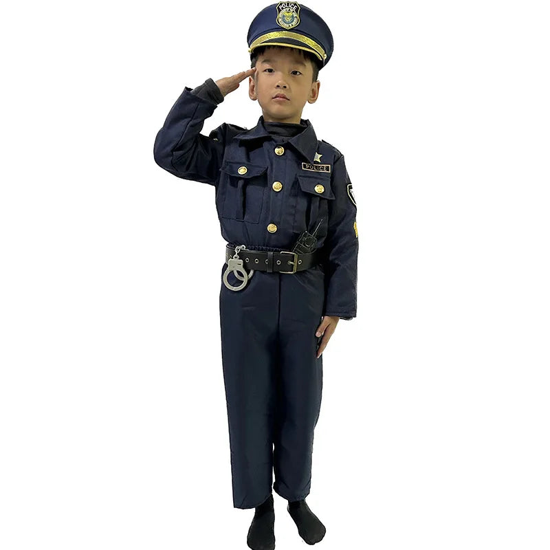 Costume Policier Enfant – Déguisement Halloween & Carnaval, Ensemble Unisexe, Tailles XS à XL (90-130 cm)