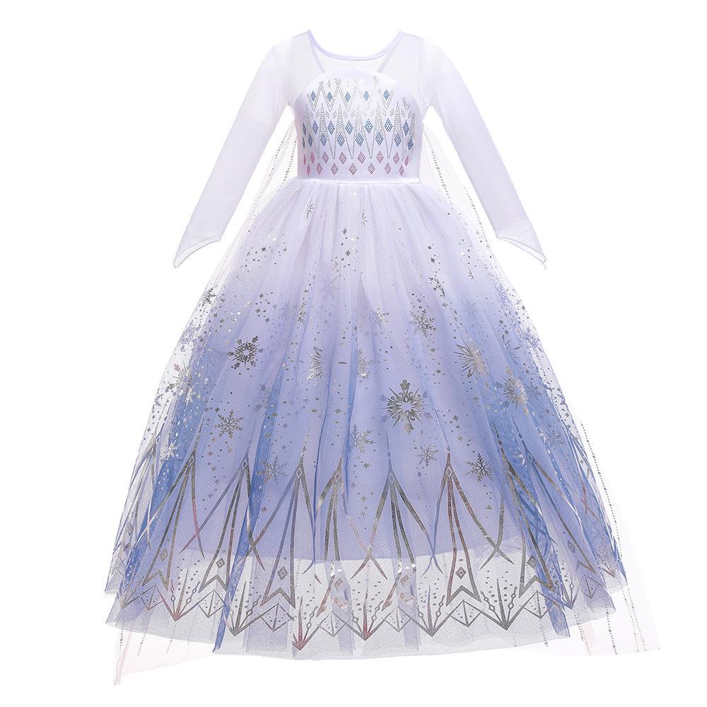 Robe Princesse Elsa Manches Longues Enfant – Déguisement Halloween & Anniversaire, Violette, 100 à 140 cm
