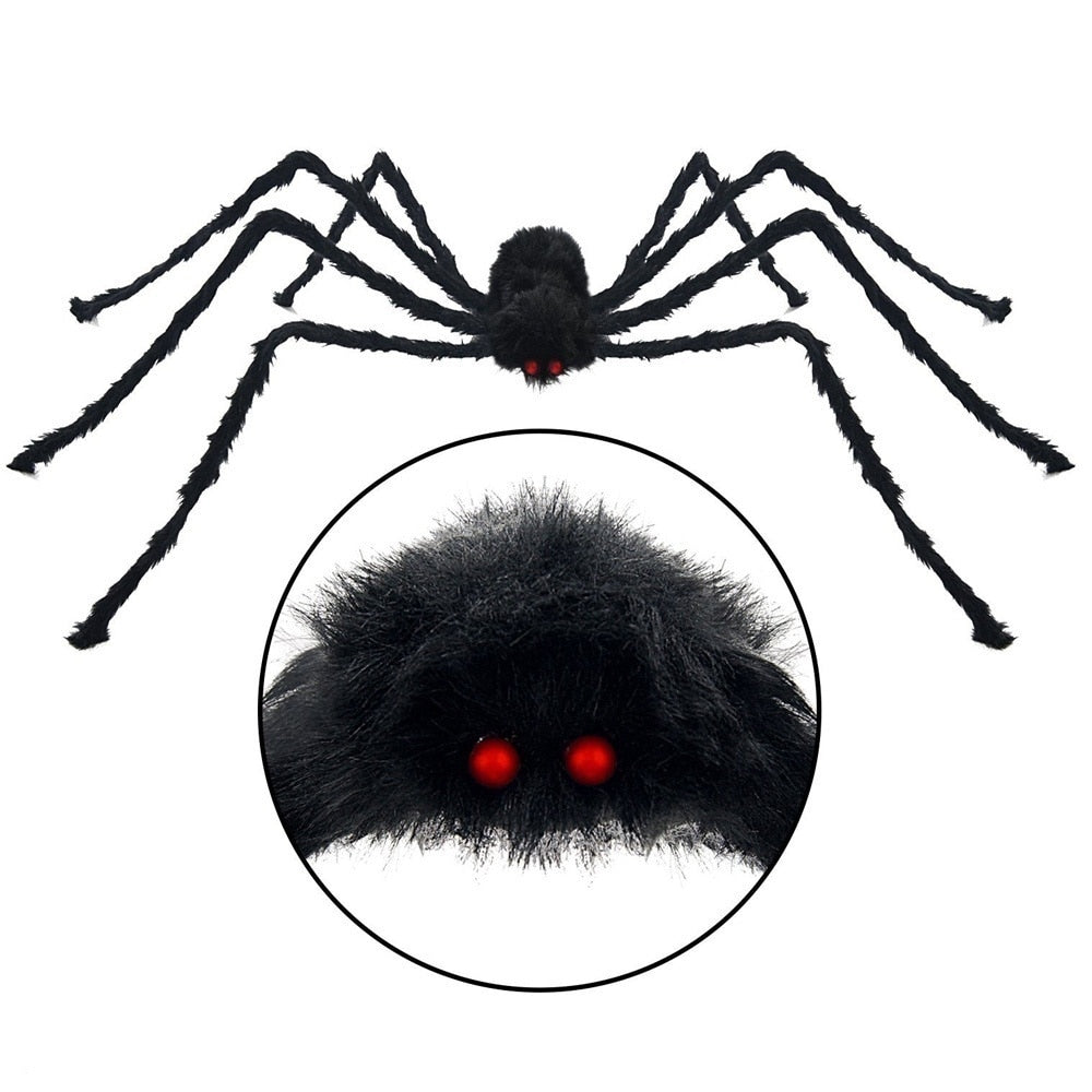 Araignée Géante Noire Halloween – Décoration Intérieur & Extérieur, Maison Hantée, 4 Tailles : 90 à 200 cm