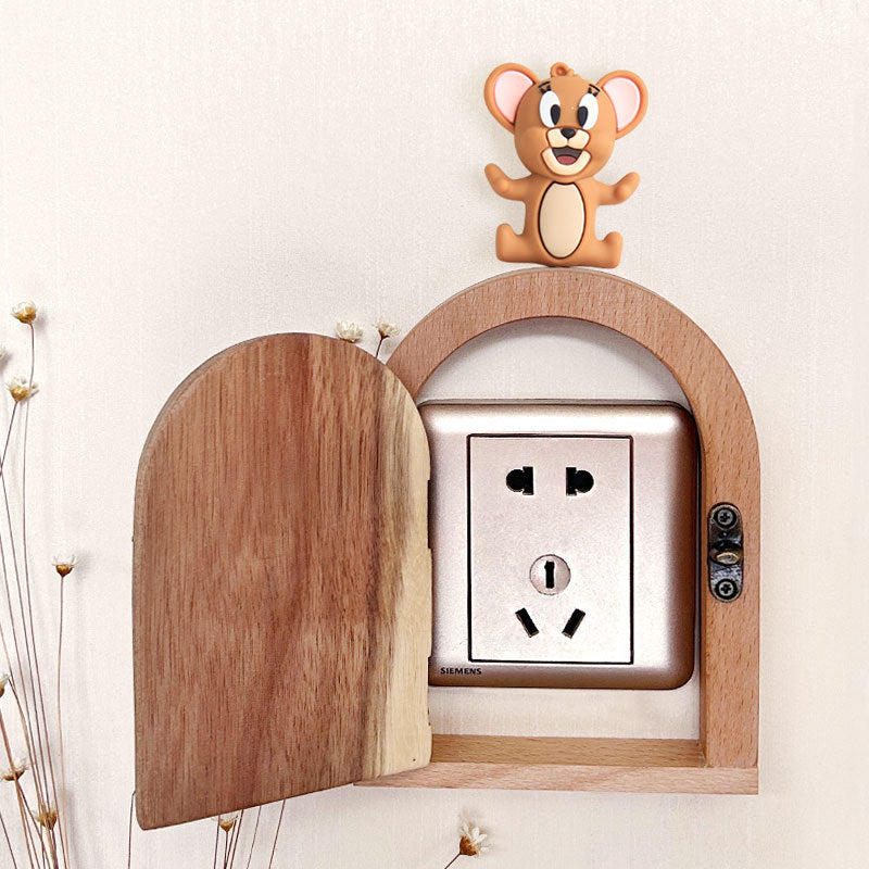 Cache-Interrupteur Bois Massif Style Porte Cintrée – Décoration Murale Originale, Salon Chambre Enfant