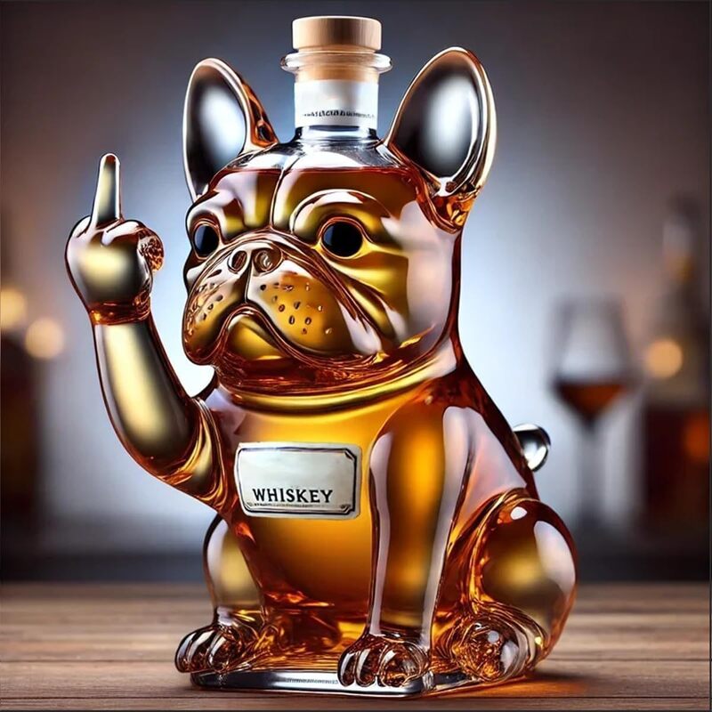 Carafe à Whisky en Verre Design Humoristique – 3 Modèles (Tortue, Bouledogue, Teckel), Bar & Déco Maison, Cadeau Original