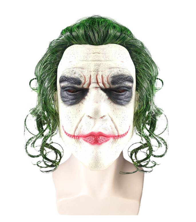 Masque Joker Batman The Dark Knight – Déguisement Halloween & Cosplay, Latex avec Perruque Verte, Taille Universelle