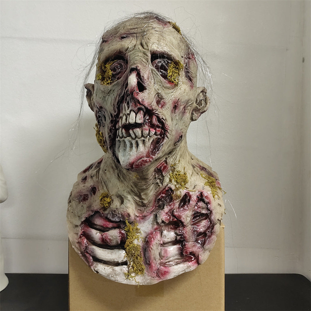Masque Crâne Zombie Recouvert de Mousse – Latex Horreur Halloween, Cosplay Escape Room & Carnaval, DIY