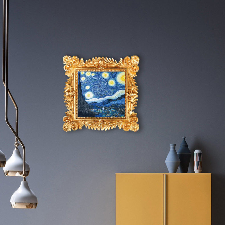Kit Peinture 3D Relief – La Nuit Étoilée de Van Gogh, Époxy & Pigments, 17,5x17,5cm, Cadeau Art & Décoration