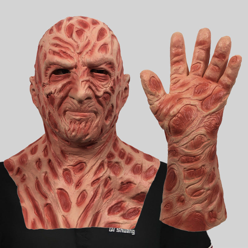 Ensemble Freddy Krueger Halloween – Masque Latex + Gants Griffes Horreur, Set Complet Cosplay & Carnaval