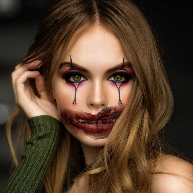 Stickers Tatouage Bouche Halloween – Maquillage Lèvres Horreur DIY, 10 Modèles, Coloris ou Noir & Blanc, Soirée Déguisée