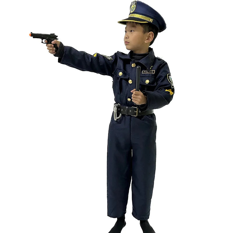 Costume Policier Enfant – Déguisement Halloween & Carnaval, Ensemble Unisexe, Tailles XS à XL (90-130 cm)
