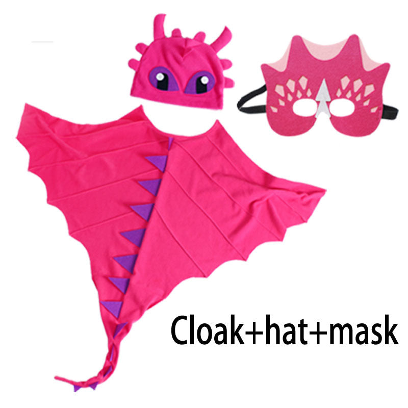 Cape Dinosaure Enfant – Déguisement Halloween & Noël, Tissu 120x110cm, 5 Coloris, 3-8 Ans