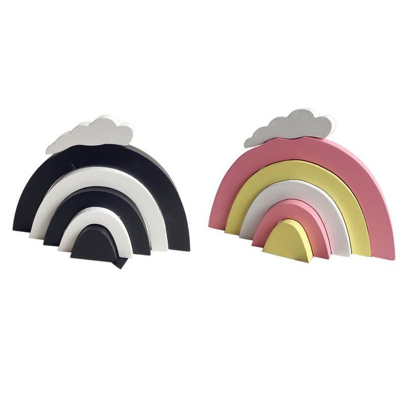 Blocs Arc-en-Ciel en Bois – Décoration Chambre Enfant, Accessoire Photo & Montessori, 22×16cm