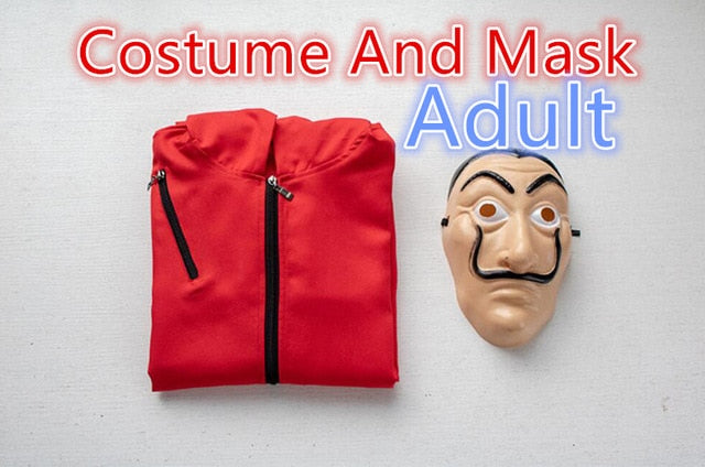 Costume Salvador Dalí La Casa de Papel – Déguisement Halloween & Cosplay Money Heist, Combinaison + Masque, Adulte & Enfant