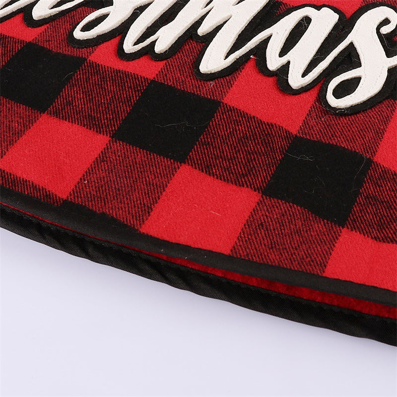 Cache-Pied de Sapin de Noël Style Vichy Noir et Rouge – Grand Format 77cm, Décoration Noël Maison Mall Hôtel, Cadeau Noël
