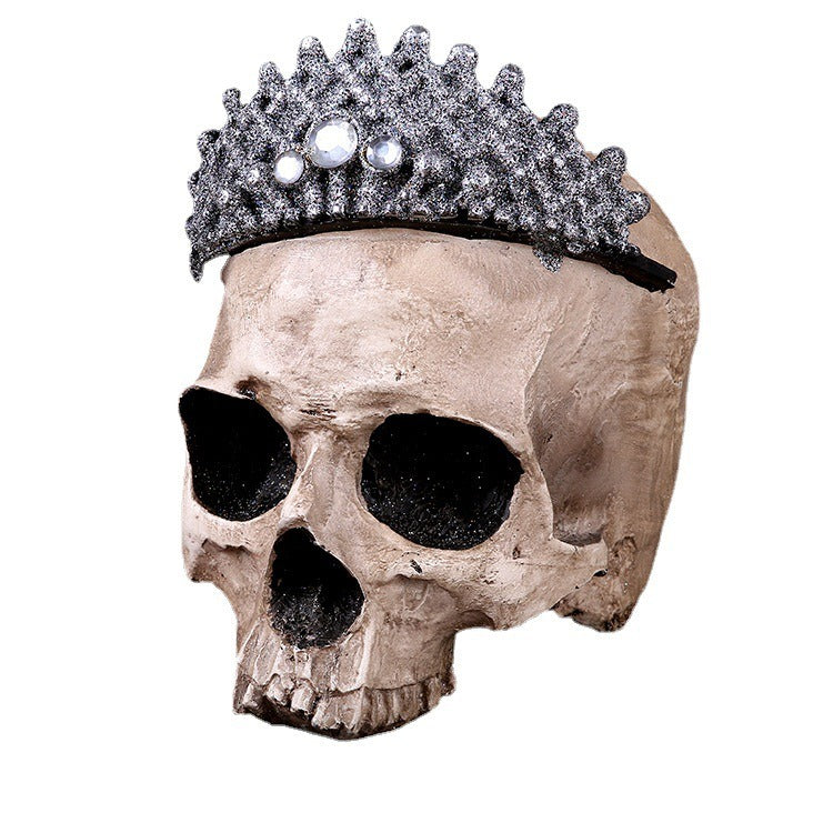 Crâne Couronne en Résine – Décoration Halloween & Gothique Chic, Modèle Princesse