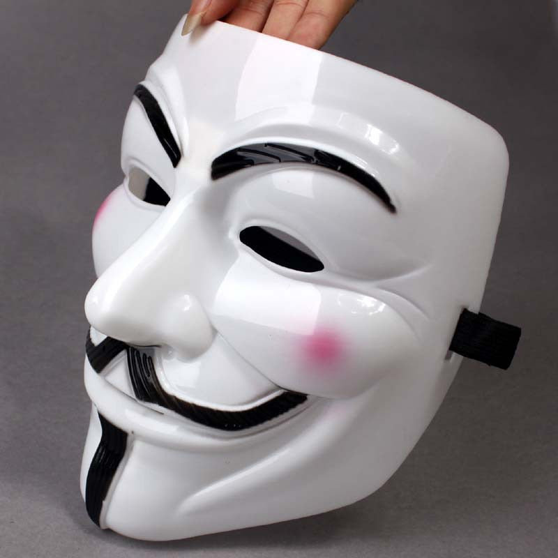 Masque V pour Vendetta – Guy Fawkes Anonymous, PVC, Noir ou Blanc, Cosplay & Halloween, 19x16 cm