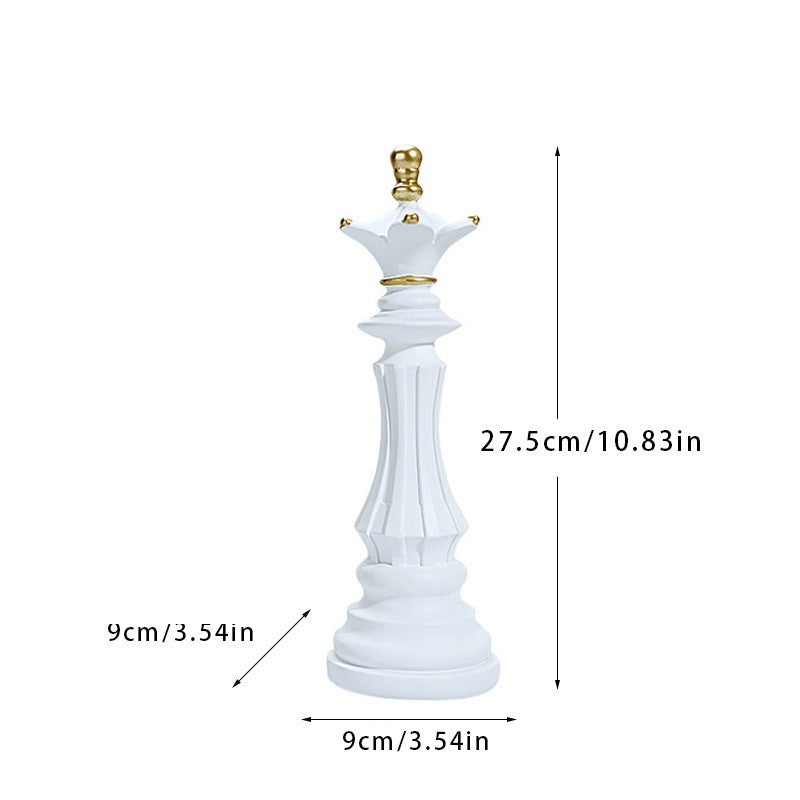 Set 3 Pièces d’Échecs Décoratives en Résine – Roi Reine Cheval, Style Européen, Déco Salon Bureau Cave à Vin, Cadeau