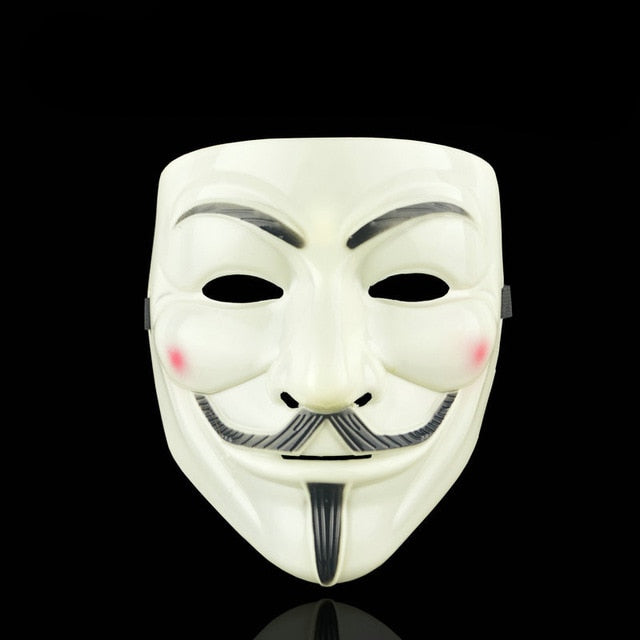 Masque V pour Vendetta – Guy Fawkes Anonymous, PVC, Noir ou Blanc, Cosplay & Halloween, 19x16 cm