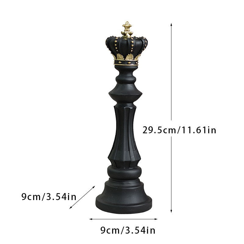 Set 3 Pièces d’Échecs Décoratives en Résine – Roi Reine Cheval, Style Européen, Déco Salon Bureau Cave à Vin, Cadeau