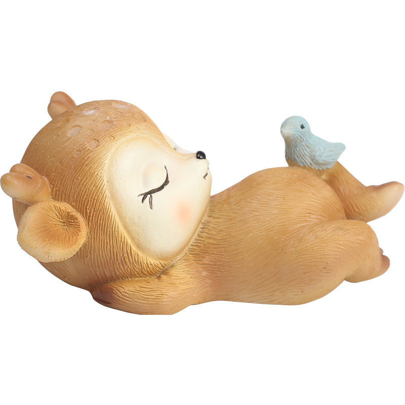 Figurine Faon Endormi en Résine – Ornement Noël & Déco Maison, Jardin, Voiture, 3 Poses, 7,5cm