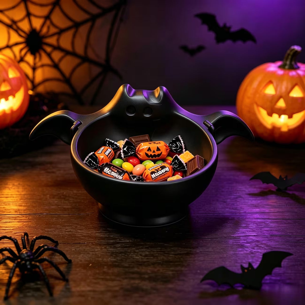 Bol Vide-Poche Chauve-Souris Halloween Imprimé en 3D – Rangement Multifonction Déco Maison, Blanc ou Noir