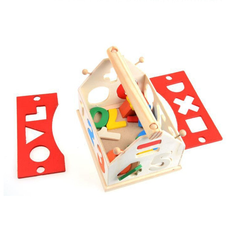 Maison de Blocs en Bois Chiffres & Lettres – Jeu de Construction Multicolore, Éveil Maths & Alphabet, Dès 2 Ans, Cadeau Enfant