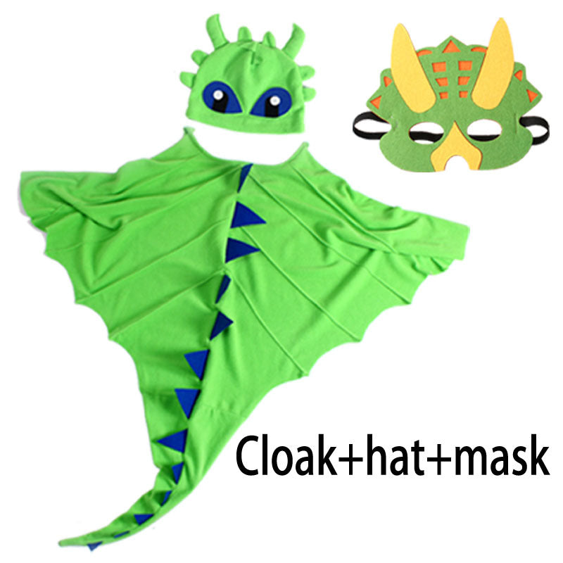 Cape Dinosaure Enfant – Déguisement Halloween & Noël, Tissu 120x110cm, 5 Coloris, 3-8 Ans