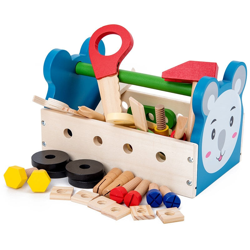 Boîte à Outils Jouet en Bois Enfant – Jeu d’Imitation Animal (Singe, Koala ou Grenouille), Développement Éducatif
