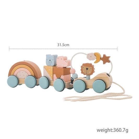 Train en Bois Montessori Chiffres – 2 Tailles au Choix, Chariot Bébé, Éveil & Apprentissage, Cadeau Naissance Anniversaire