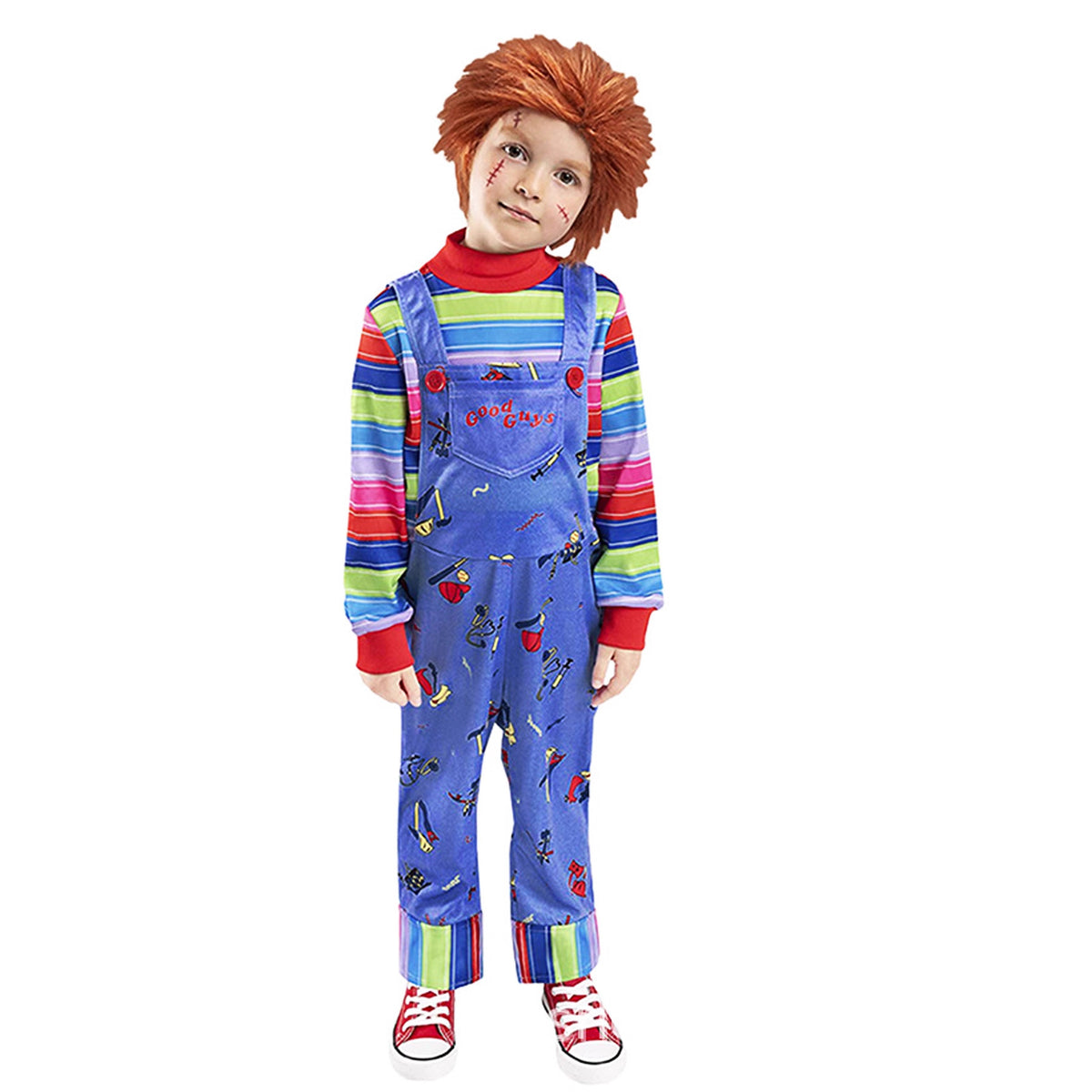 Costume Chucky Enfant Halloween – Déguisement Clown Horreur Cosplay, Fille & Garçon, Tailles S à XL