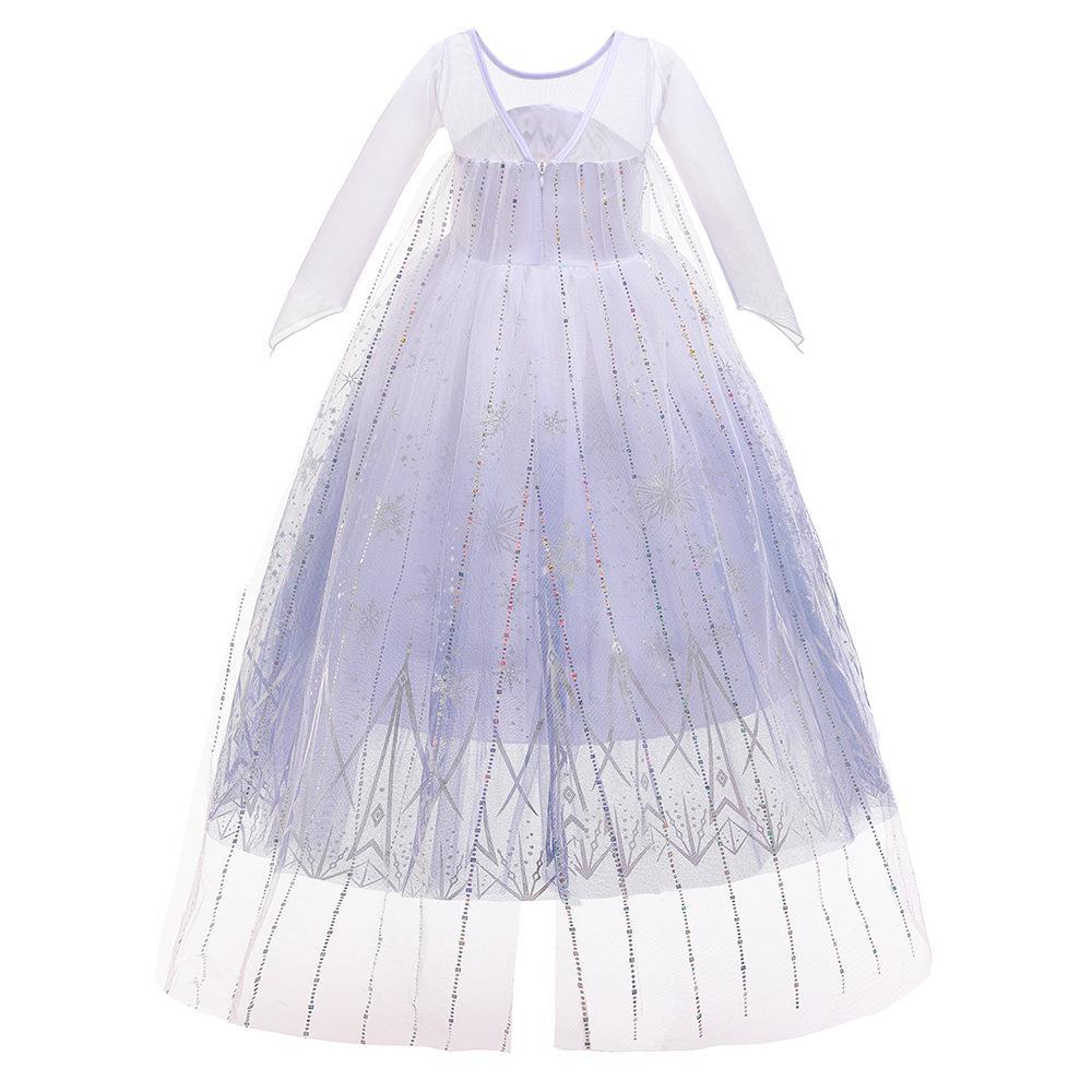 Robe Princesse Elsa Manches Longues Enfant – Déguisement Halloween & Anniversaire, Violette, 100 à 140 cm