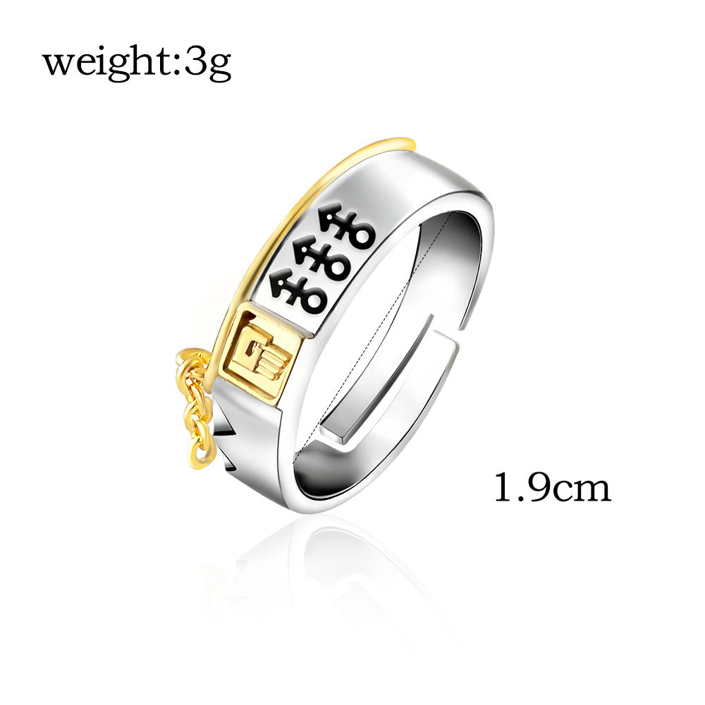 Bague Cuivre Plaqué Style Anime – Design Main Dorée, Taille Ajustable, Cosplay & Accessoire Manga, Cadeau Fan d’Anime