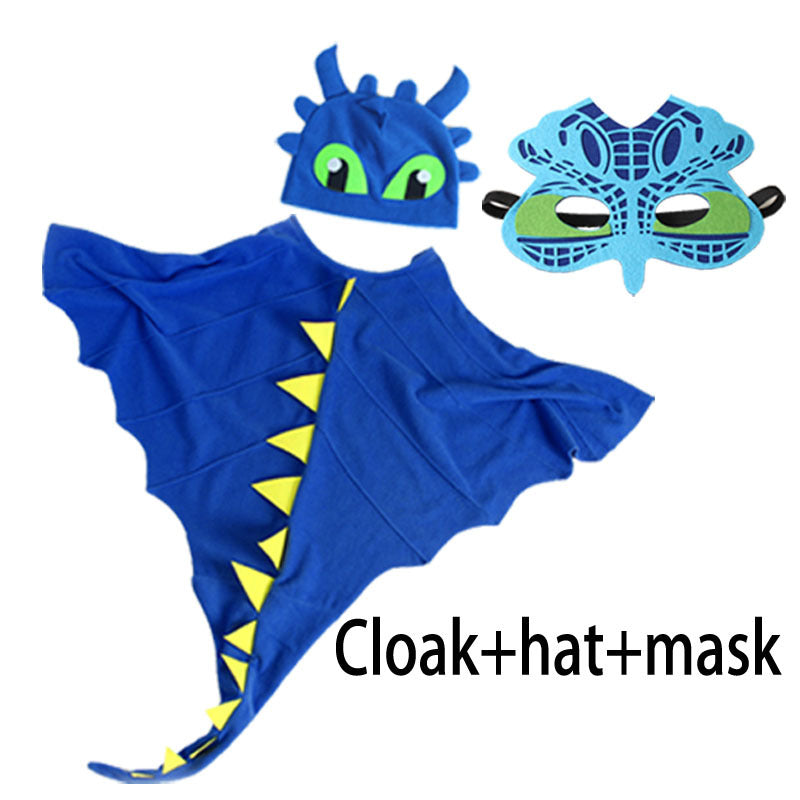 Cape Dinosaure Enfant – Déguisement Halloween & Noël, Tissu 120x110cm, 5 Coloris, 3-8 Ans