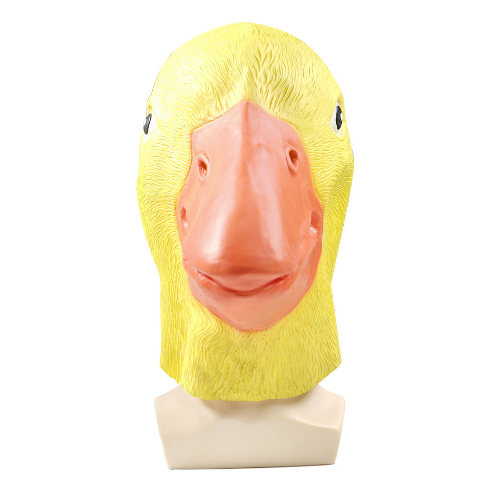 Masque Canard Jaune Latex – Déguisement Halloween & Cosplay Humoristique, Masque Animal Tête Entière, 30x28 cm