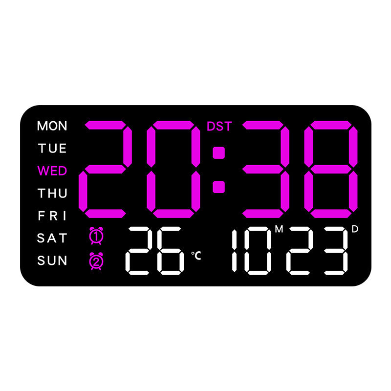 Horloge Murale LED Digitale Multifonctions – Heure Température Humidité Date Double Alarme, Rétroéclairage RGB 8 Couleurs, USB ou Piles, 3 Coloris