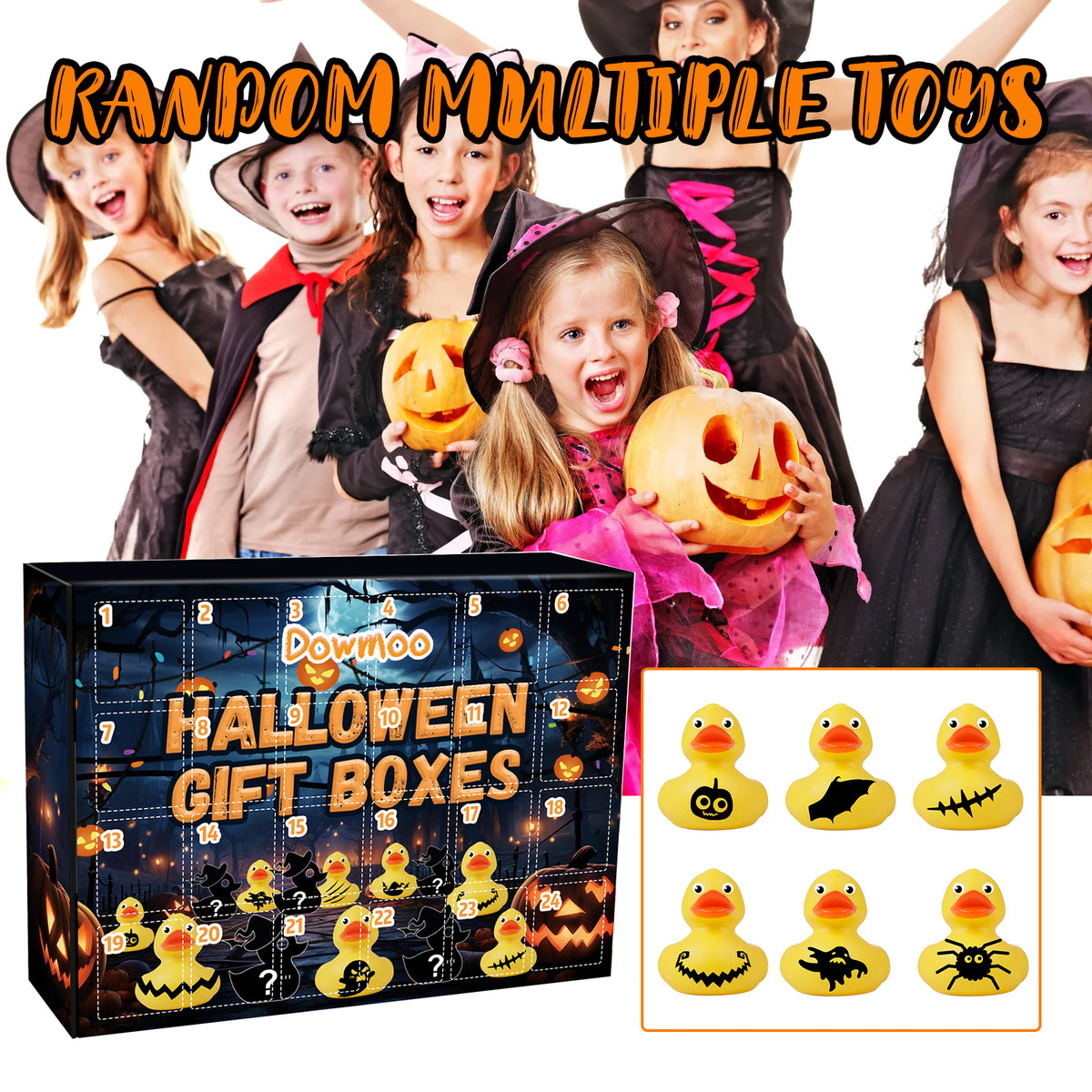 Blind Box Canards Halloween – Calendrier de l’Avent 24 Cases, Surprise Découverte, Jouet Caoutchouc TPR, Cadeau Original