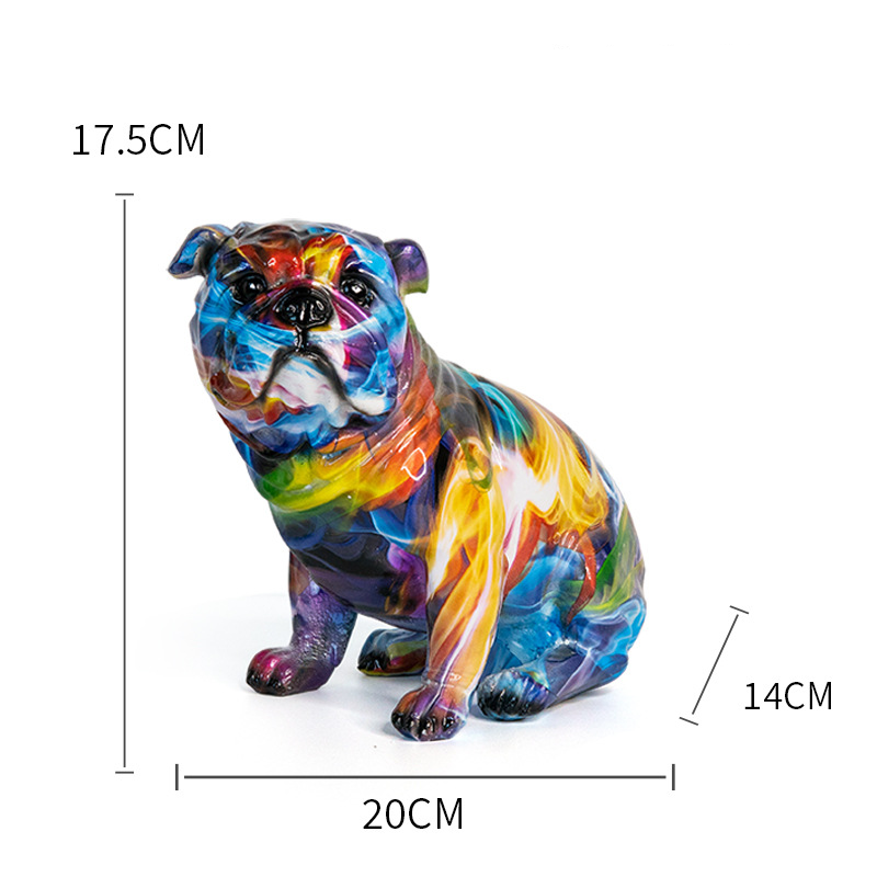 Statuette Bulldog Décorative en Résine – 3 Finitions Colorées (Rainbow, Graffiti, Pearl), Objet Déco Original Maison