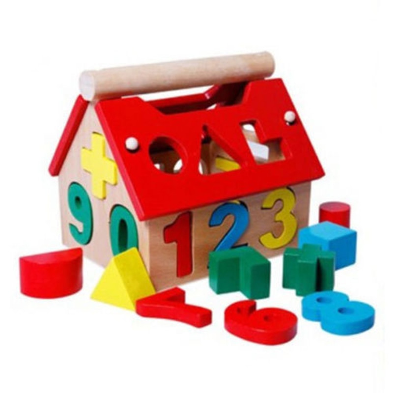 Maison de Blocs en Bois Chiffres & Lettres – Jeu de Construction Multicolore, Éveil Maths & Alphabet, Dès 2 Ans, Cadeau Enfant