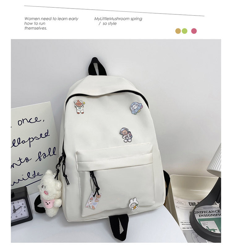 Sac à Dos Nylon Uni Grande Capacité – Style Minimaliste, Campus & Lycée, Noir ou Blanc