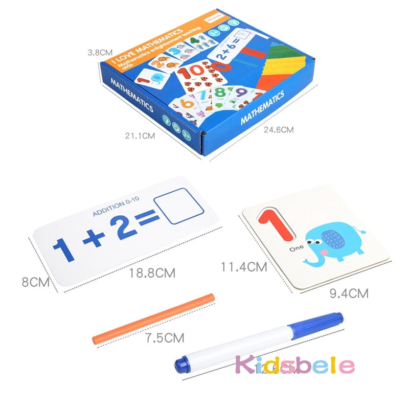 Jouet Montessori Mathématiques en Bois – Stickers Comptage, Reconnaissance des Chiffres, Éveil Préscolaire, Cadeau Anniversaire Enfant