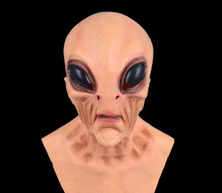 Masque Alien Tête Entière Halloween – Masque Horreur Monstre Grands Yeux, Émulsion Souple, Noir ou Gris