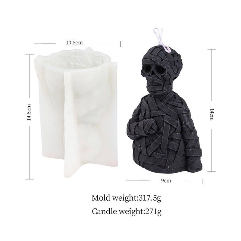 Moule en Silicone Bougie Zombie Crâne Halloween – Forme Bandes de Gaze, DIY Bougie Plâtre Résine, Déco Atmosphère
