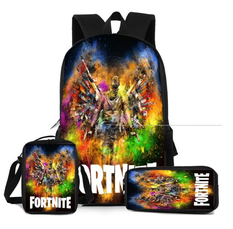 Ensemble 3 Pièces Sac à Dos Fortnite – Enfant & Ado, École Primaire & Collège, Blanc
