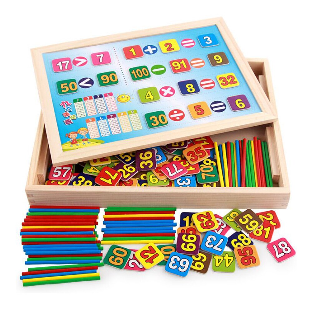 Boîte de Maths Éducative en Bois – 40 Pièces, Comptage, Association, Baguettes & Tableau Noir, Dès 4 Ans, Cadeau Enfant