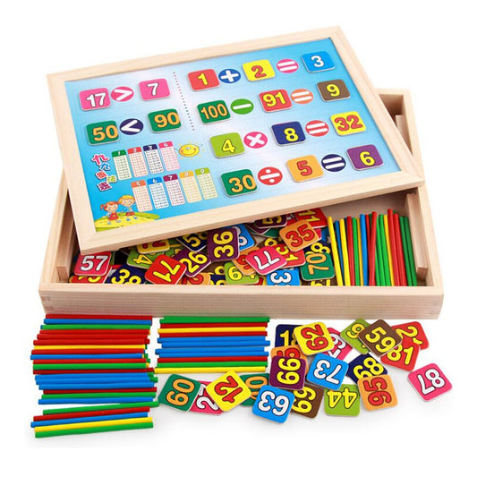 Boîte de Maths Éducative en Bois – 40 Pièces, Comptage, Association, Baguettes & Tableau Noir, Dès 4 Ans, Cadeau Enfant
