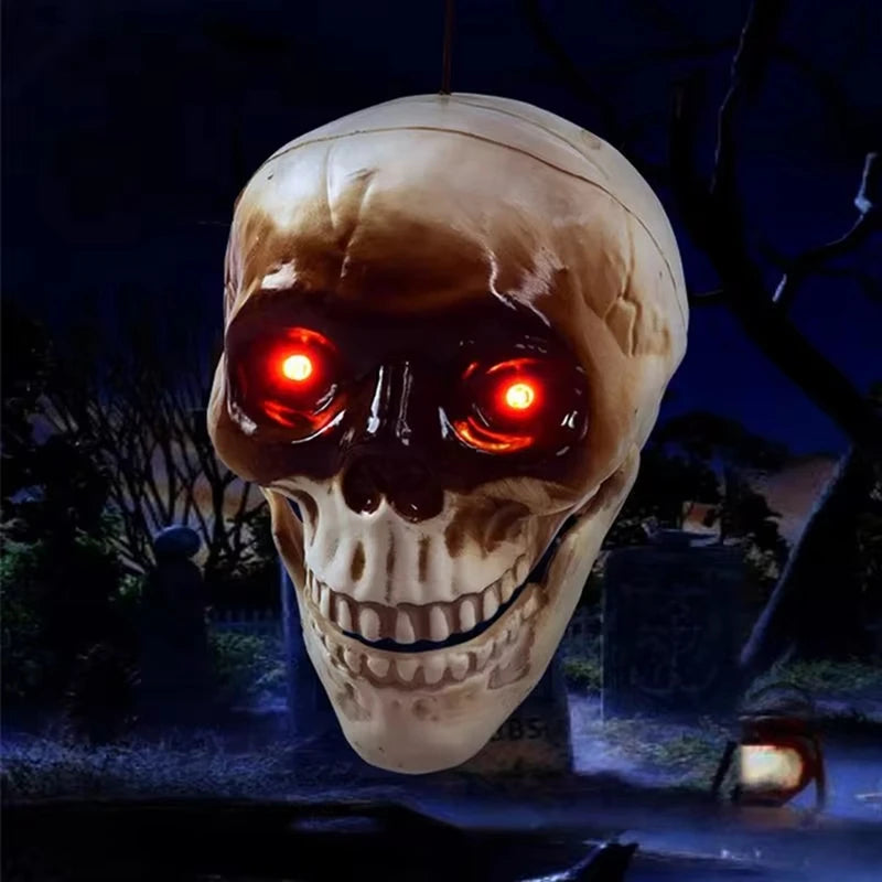 Crâne Halloween Animé – Décoration Effrayante avec Capteur de Mouvement et Son