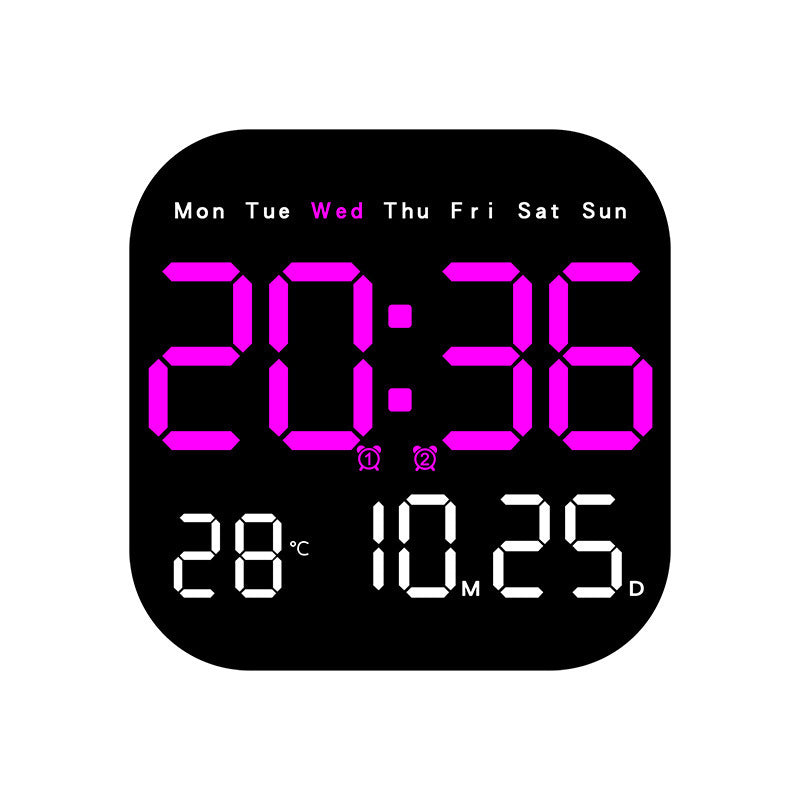 Horloge Murale LED Digitale avec Télécommande – Alarme, Minuteur, Température, 18,5cm, 3 Coloris