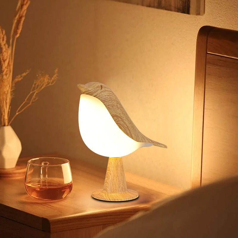 Lampe de Chevet Oiseau en Bois – Veilleuse Tactile 3 Couleurs, Décoration Chambre & Bureau, 15×21cm
