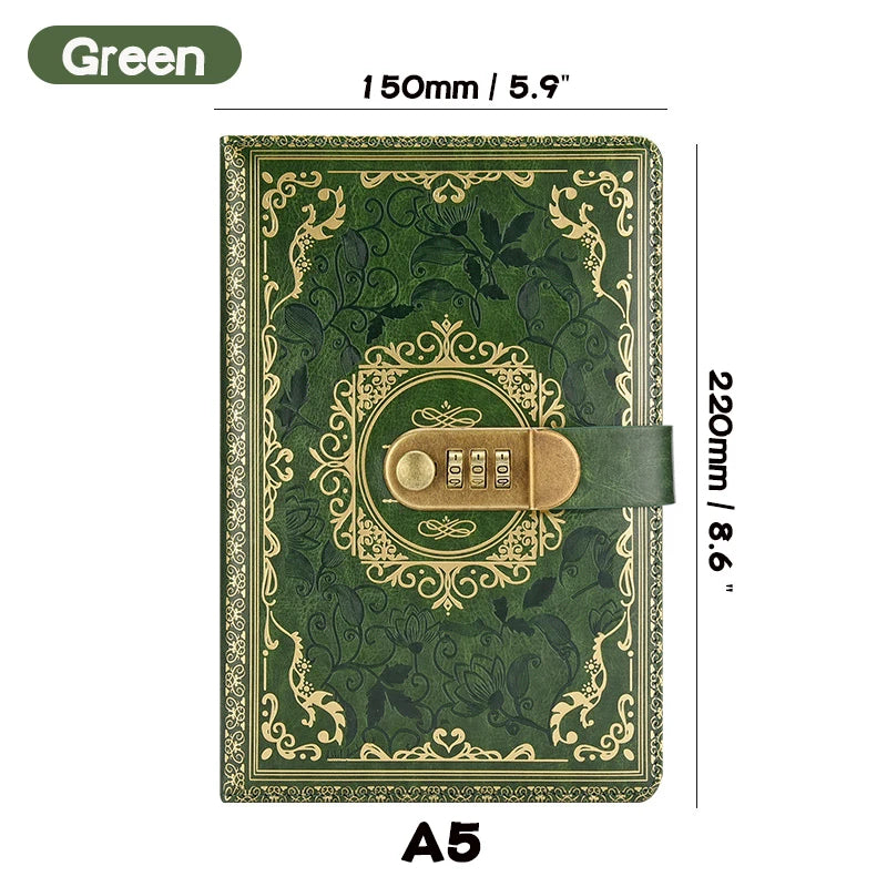 Journal Intime à Cadenas – Cuir PU, Verrou À Combinaison, 100 Feuilles, Format A5 – 6 Coloris