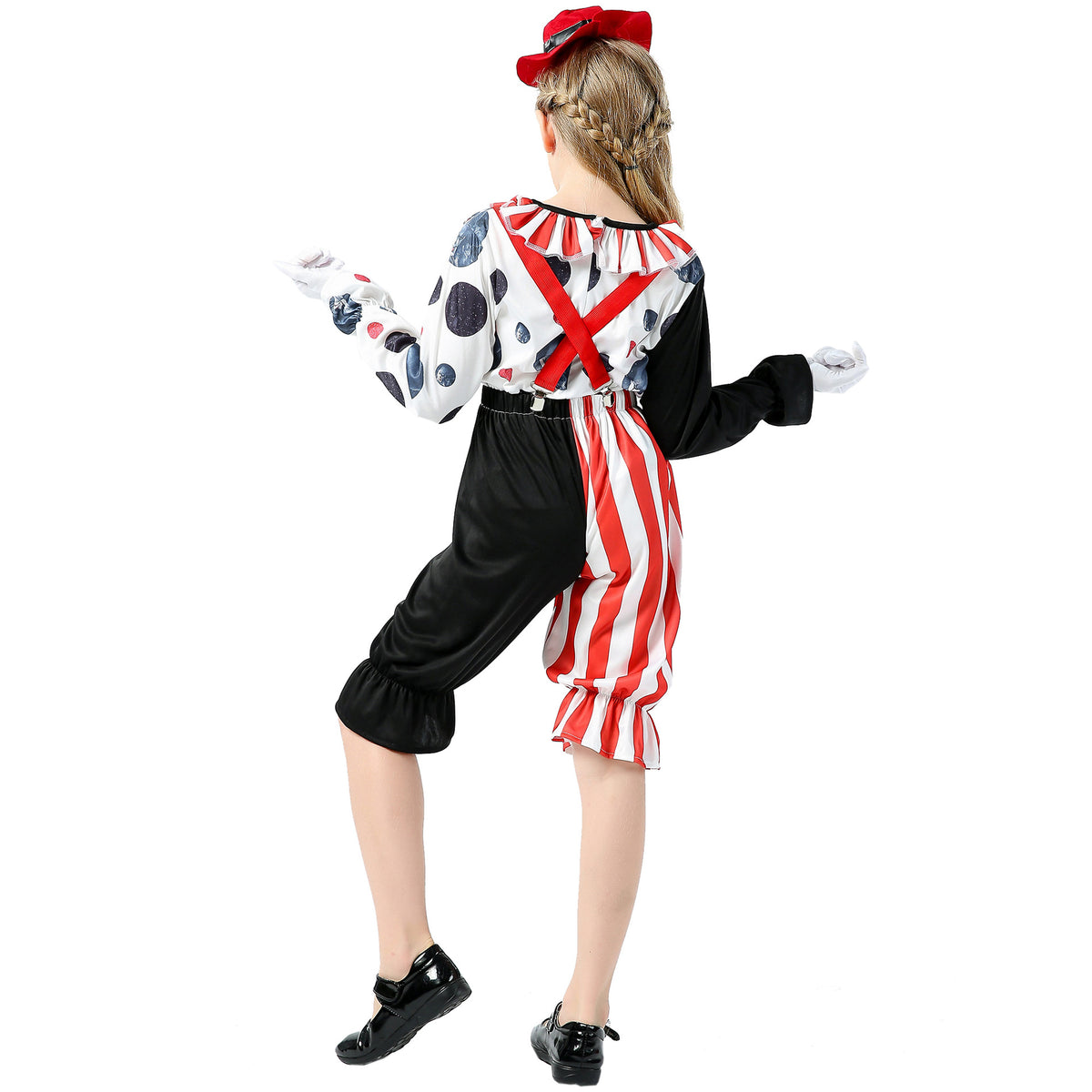 Costume Clown Fille Enfant – Déguisement Halloween & Scène, Ensemble Haut + Pantalon, Tailles S à XL